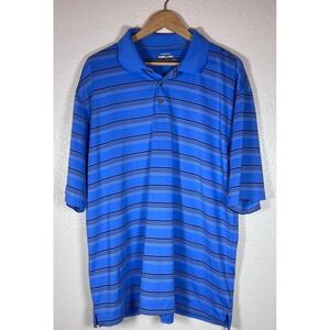 Kirkland Signature Mens XL Blue Striped Performance Golf Polo Shirt‎